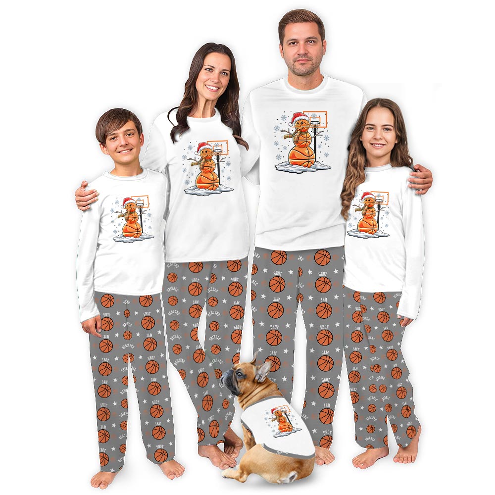 Basketball Snowman Family Matching Christmas Pajamas Plus Size