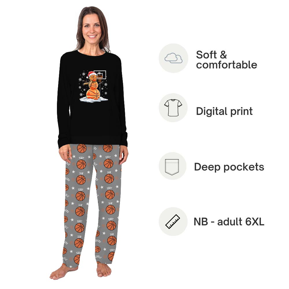 Basketball Snowman Family Matching Christmas Pajamas Plus Size