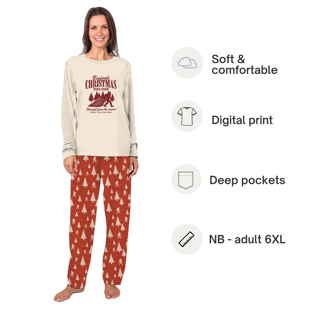 Bigfoot Christmas Tree Farm Holiday Pj Sets For The Family