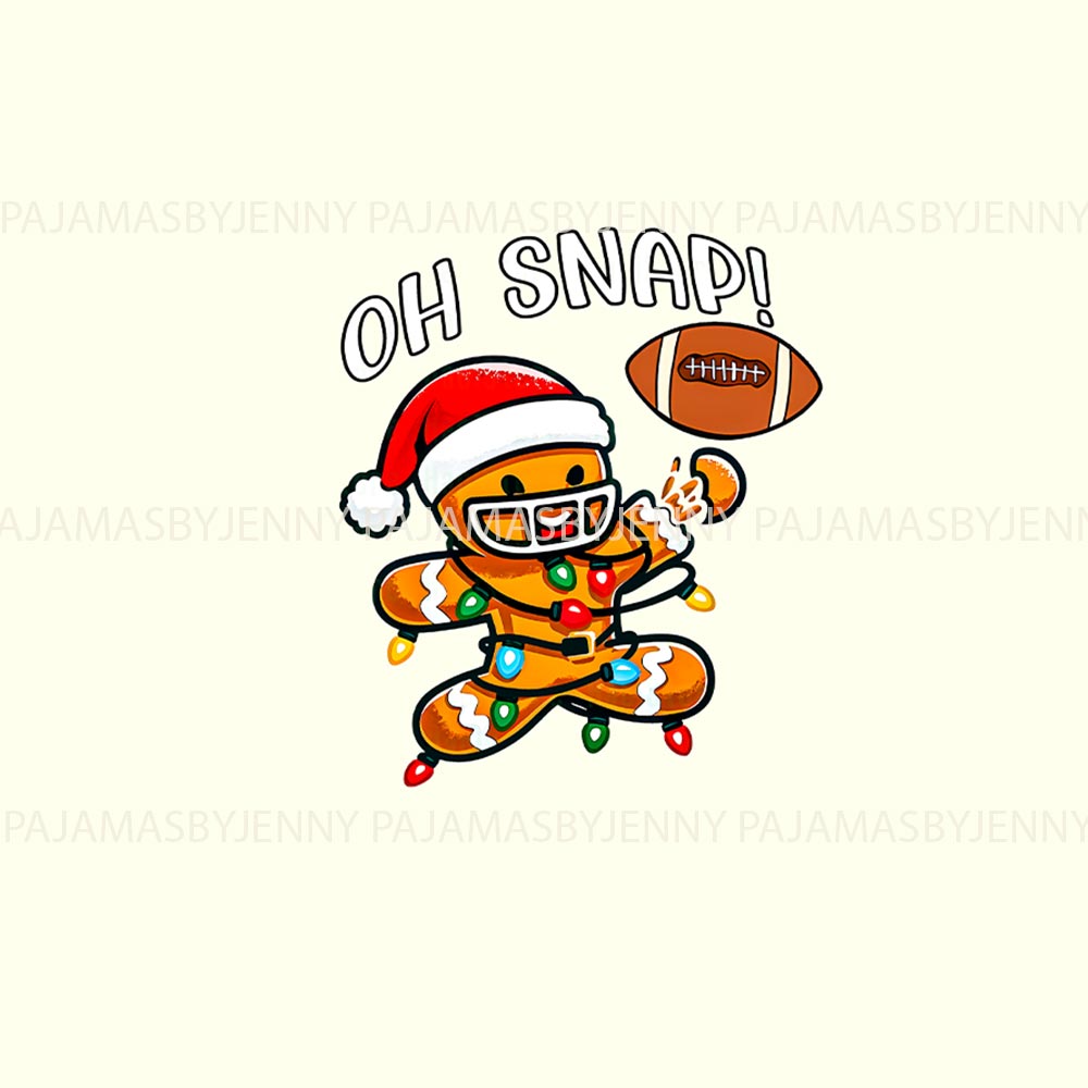 Cute Oh Snap with Gingerbread Playing Football Christmas Jammies Cute Oh Snap with Gingerbread Playing Football Christmas Jammies