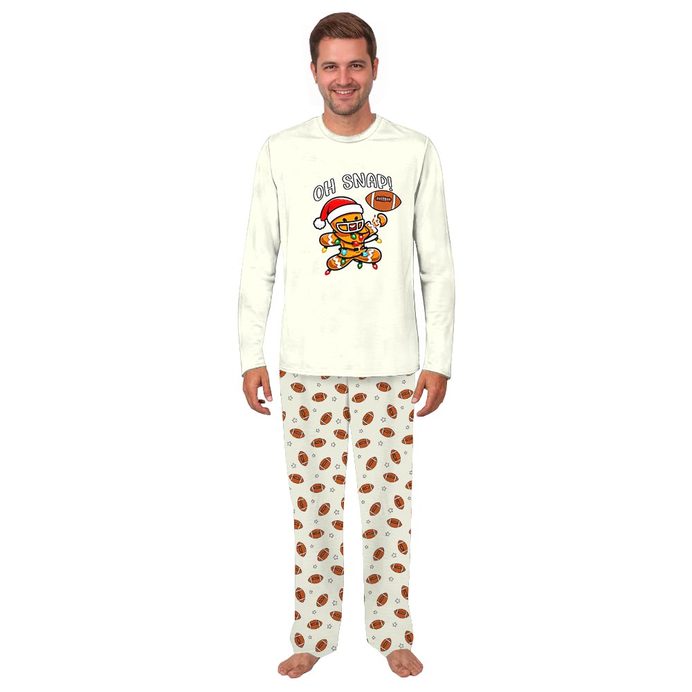 Cute Oh Snap with Gingerbread Playing Football Christmas Jammies Cute Oh Snap with Gingerbread Playing Football Christmas Jammies