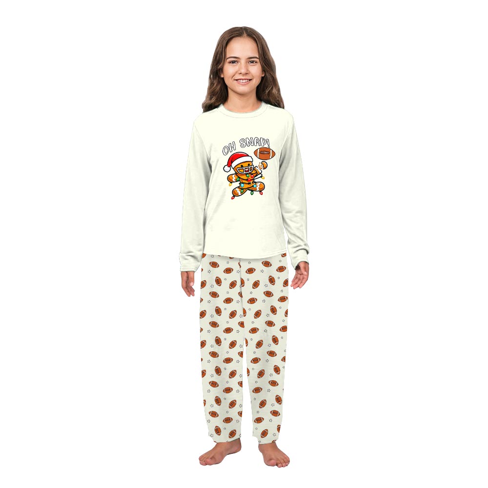 Cute Oh Snap with Gingerbread Playing Football Christmas Jammies Cute Oh Snap with Gingerbread Playing Football Christmas Jammies