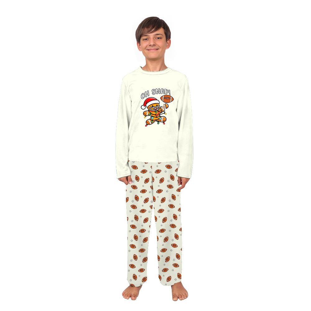 Cute Oh Snap with Gingerbread Playing Football Christmas Jammies Cute Oh Snap with Gingerbread Playing Football Christmas Jammies