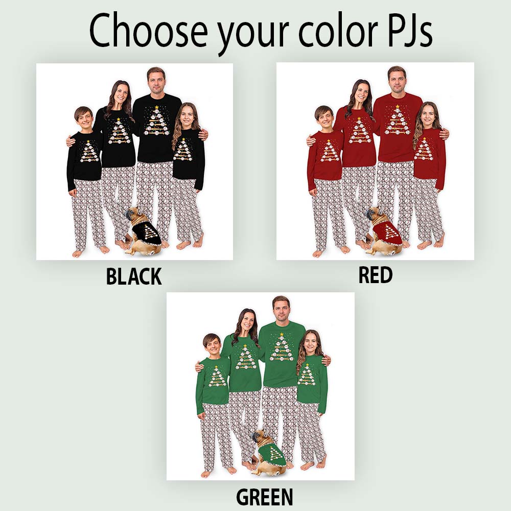 Baseball Bat Christmas Tree Matching Pajamas For Family Plus Size