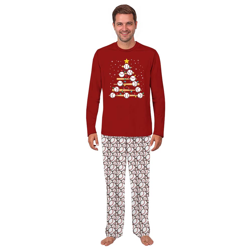 Baseball Bat Christmas Tree Matching Pajamas For Family Plus Size