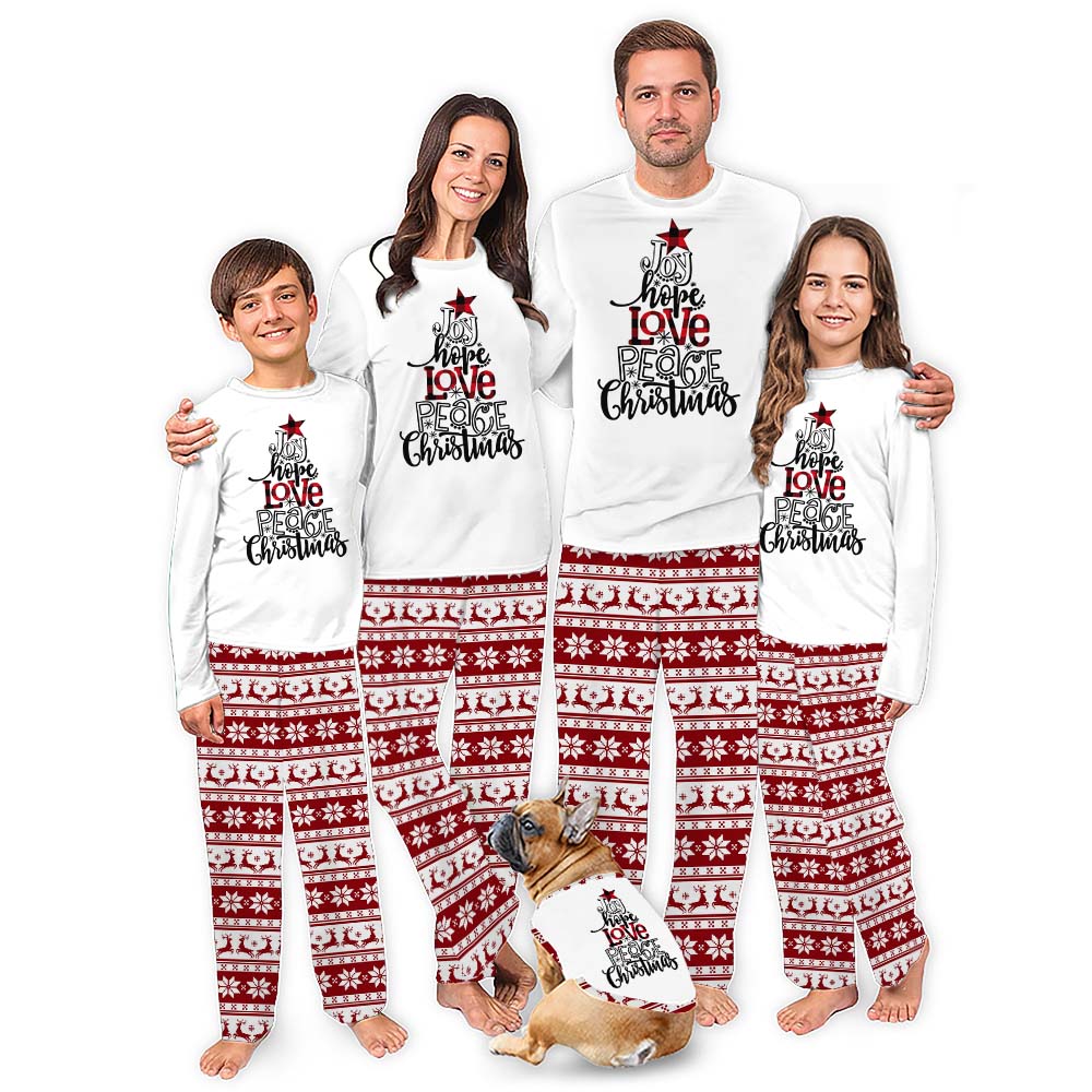 Joy Hope Love Peace Christmas Matching Family And Pet Pajamas