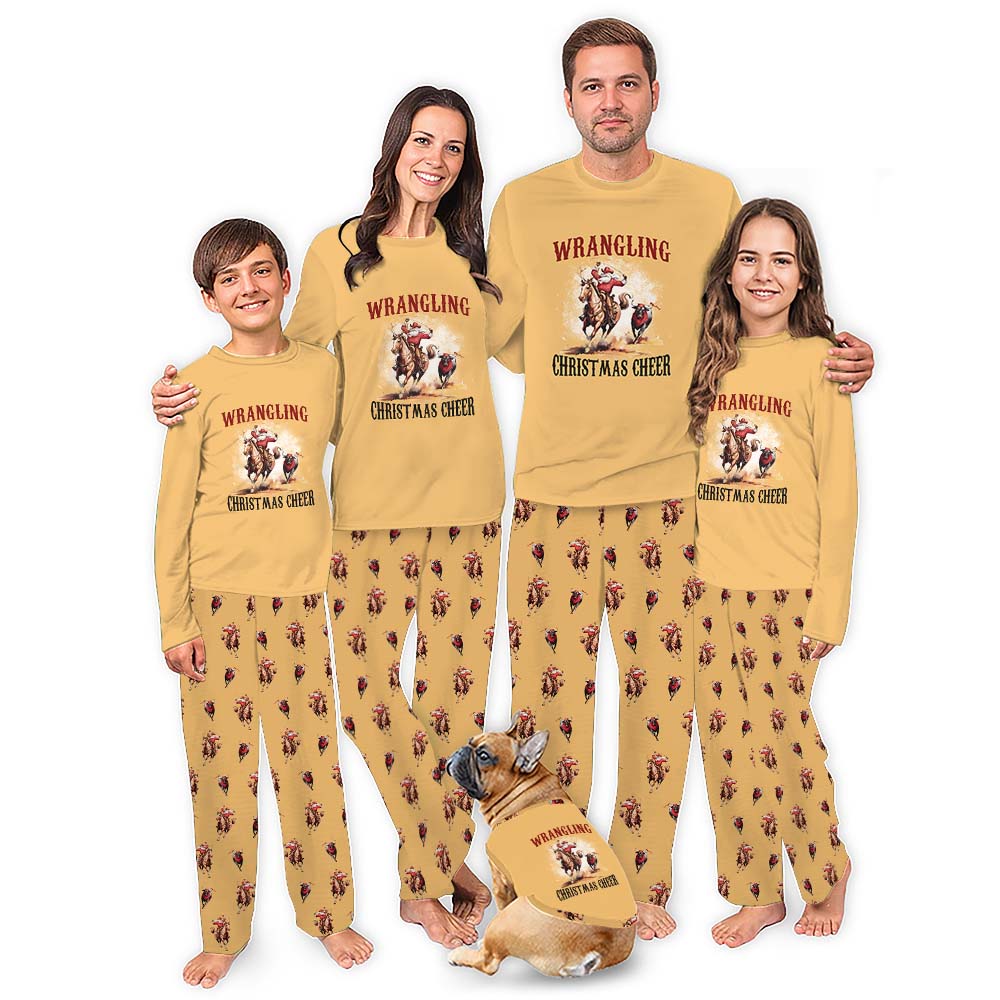 Christmas Wrangler Santa Matching Family Pajamas All Sizes