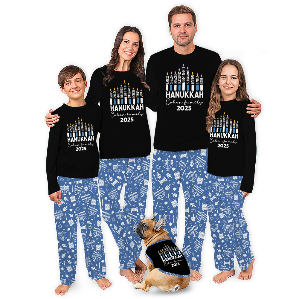 Custom Name Hanukkah Christmas Pajamas With Live Preview Custom Name Hanukkah Christmas Pajamas With Live Preview