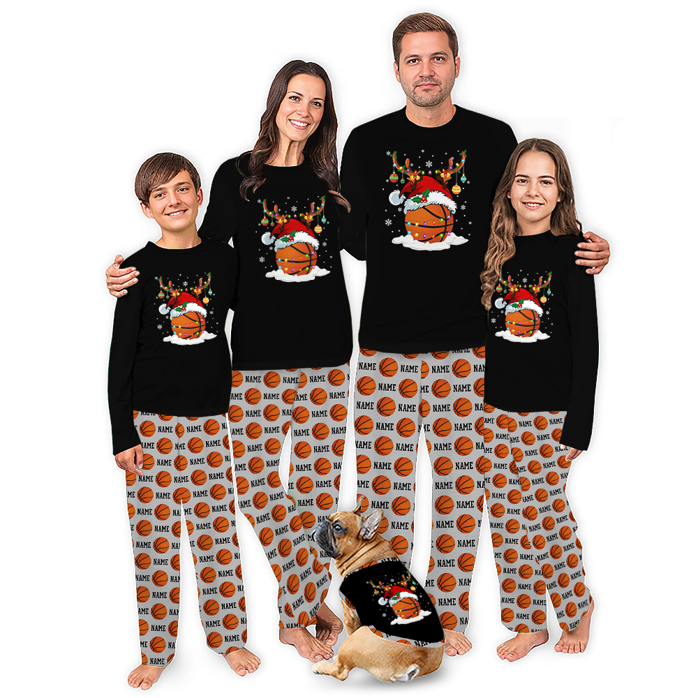 Custom Christmas Basketball Pajamas With Name Live Preview