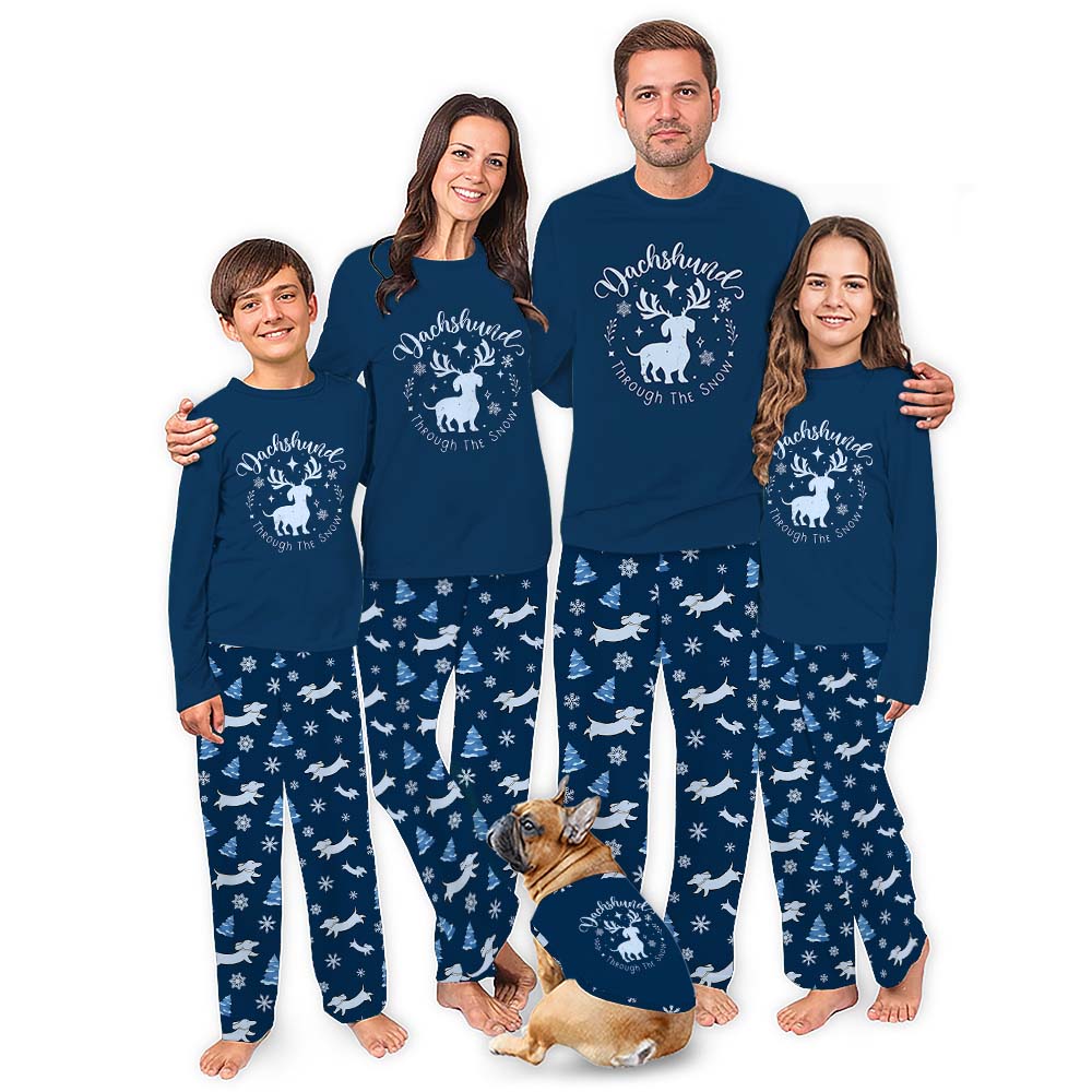Adorable Navy Dachshund Family Christmas Pajamas Plus Size Adorable Navy Dachshund Family Christmas Pajamas Plus Size
