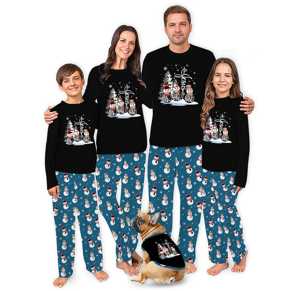 Faith Hope Love snowman Christmas Pajamas Matching Family And Dog Faith Hope Love snowman Christmas Pajamas Matching Family And Dog