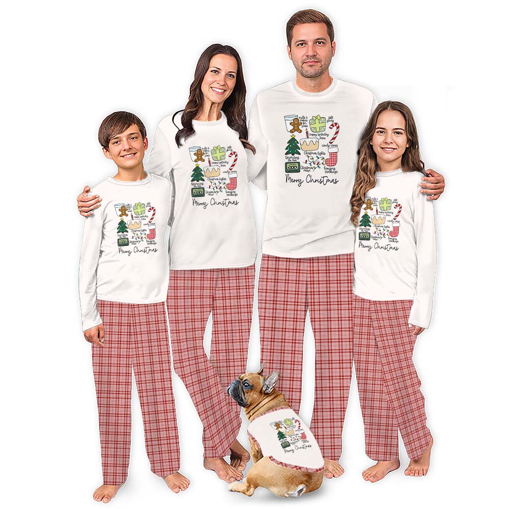 Cute Matching Family Pajamas With Christmas Favorite Things On Them