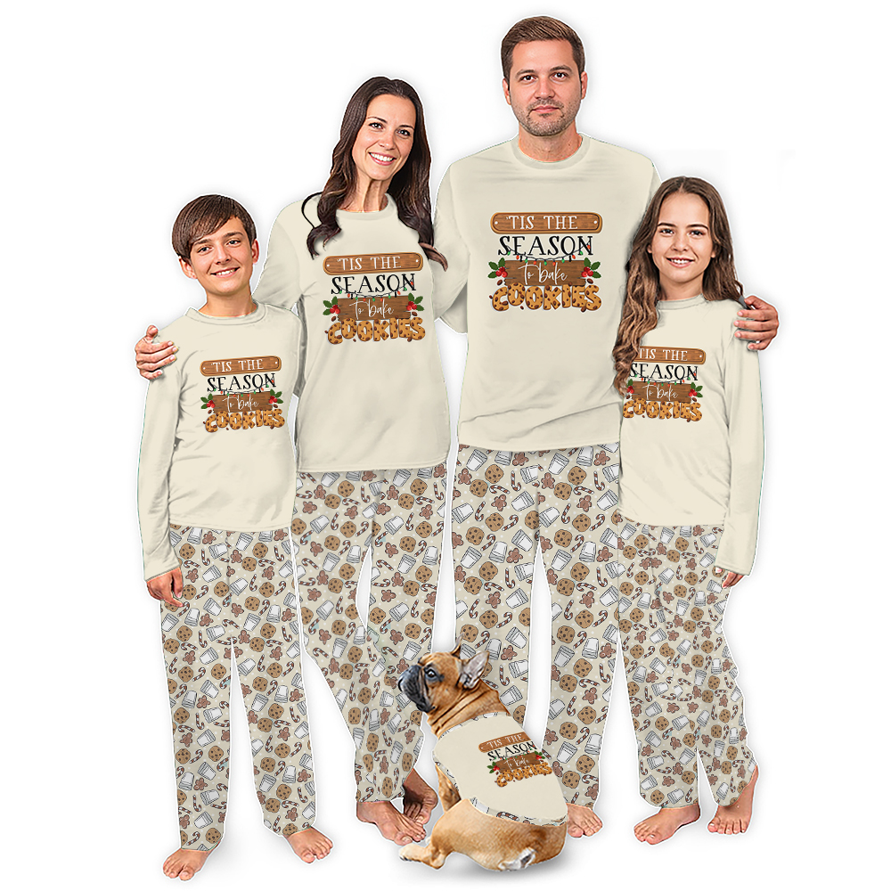 Blue Milk and Cookies Matching Long Sleeve Christmas Pajamas Blue Milk and Cookies Matching Long Sleeve Christmas Pajamas