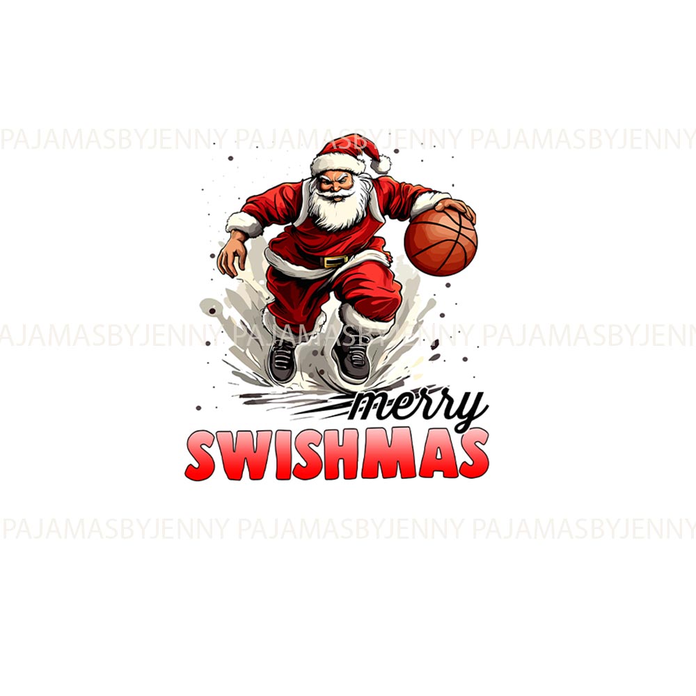 Merry Swishmas with Santa Playing Basketball Xmas Themed Pajamas Merry Swishmas with Santa Playing Basketball Xmas Themed Pajamas