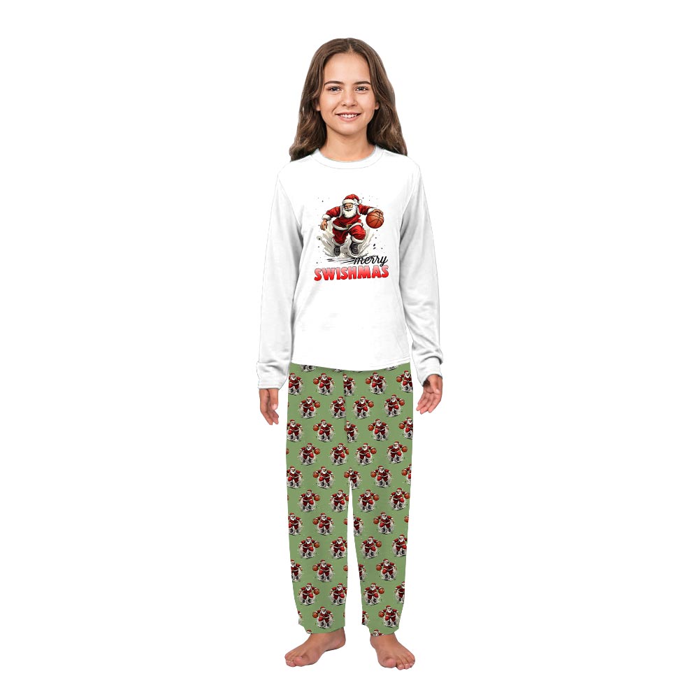 Merry Swishmas with Santa Playing Basketball Xmas Themed Pajamas Merry Swishmas with Santa Playing Basketball Xmas Themed Pajamas