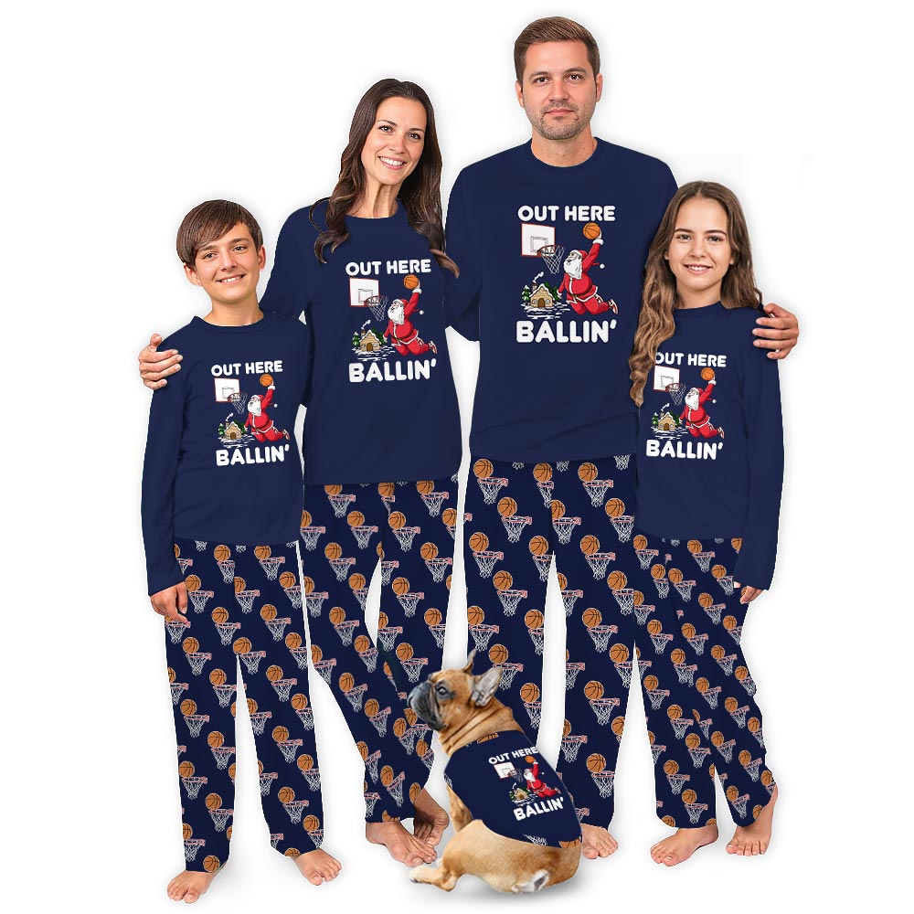 Out Here Ballin Christmas Basketball Matching Family Pajamas