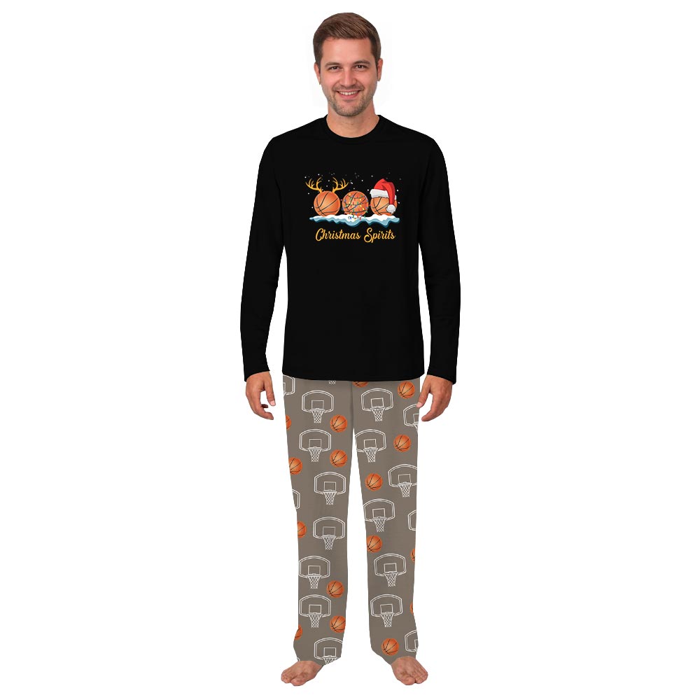 Basketball Spirit with Festive Theme Matching Xmas Family Pajamas