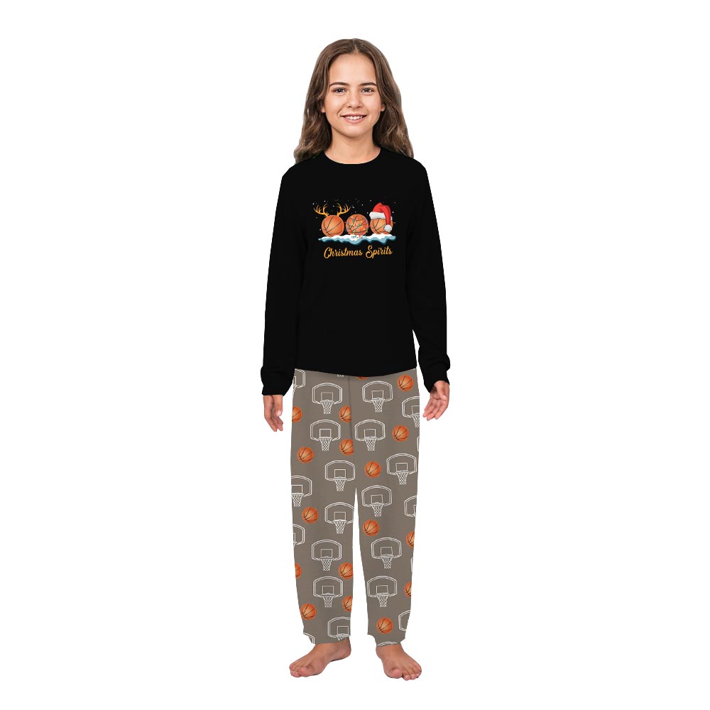 Basketball Spirit with Festive Theme Matching Xmas Family Pajamas