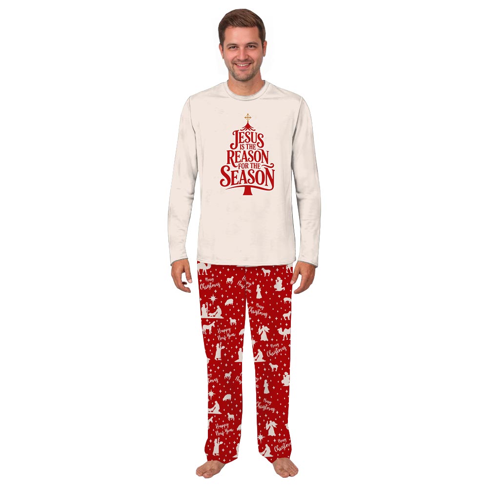 Cream Jesus is The Reason Quote Family Matching Pyjama Sets