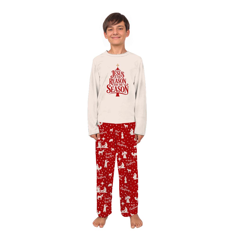 Cream Jesus is The Reason Quote Family Matching Pyjama Sets