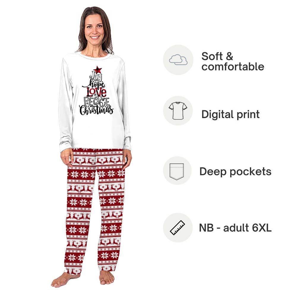 Joy Hope Love Peace Christmas Matching Family And Pet Pajamas