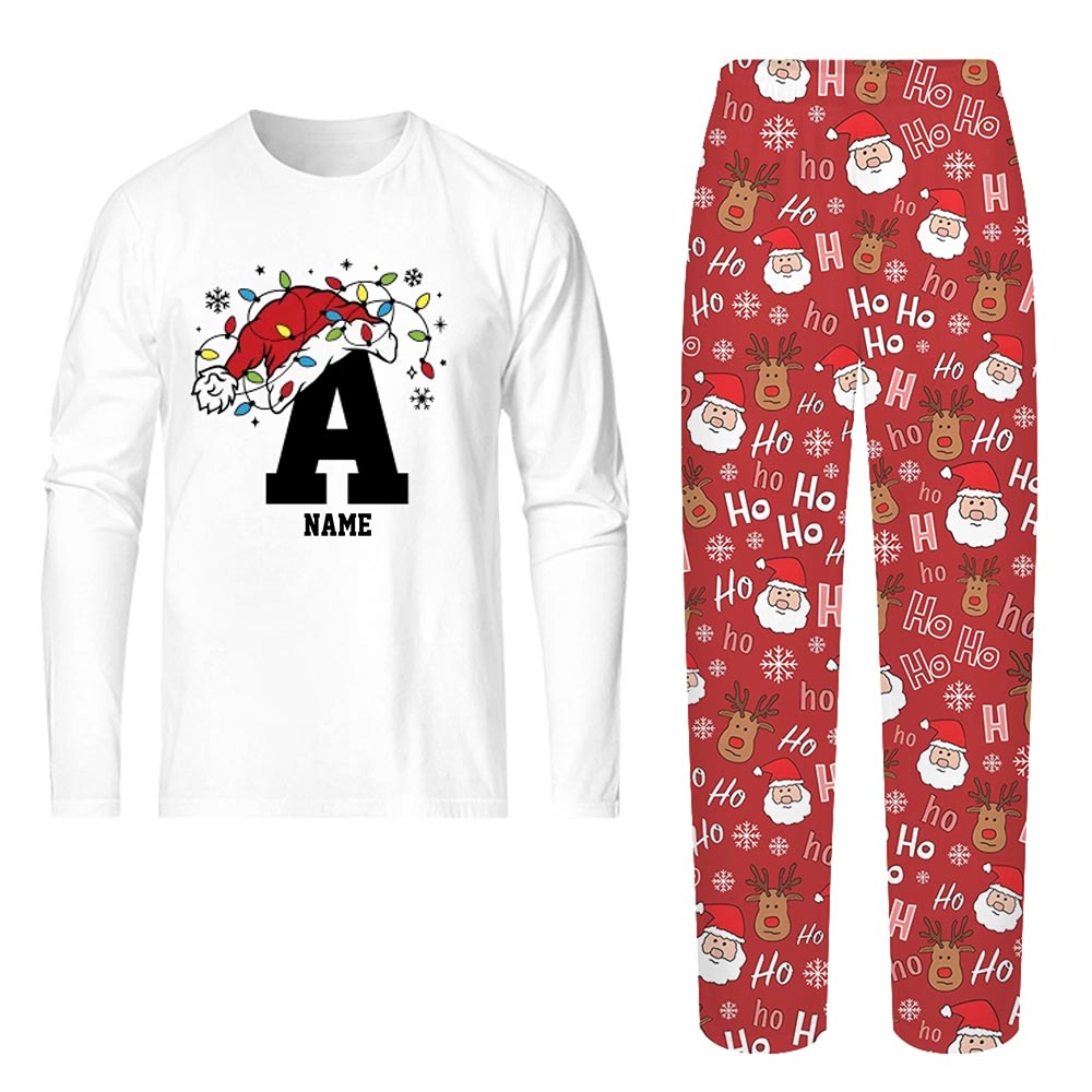 Cute Christmas Theme Matchy Pajamas with Initial and Name Custom Cute Christmas Theme Matchy Pajamas with Initial and Name Custom