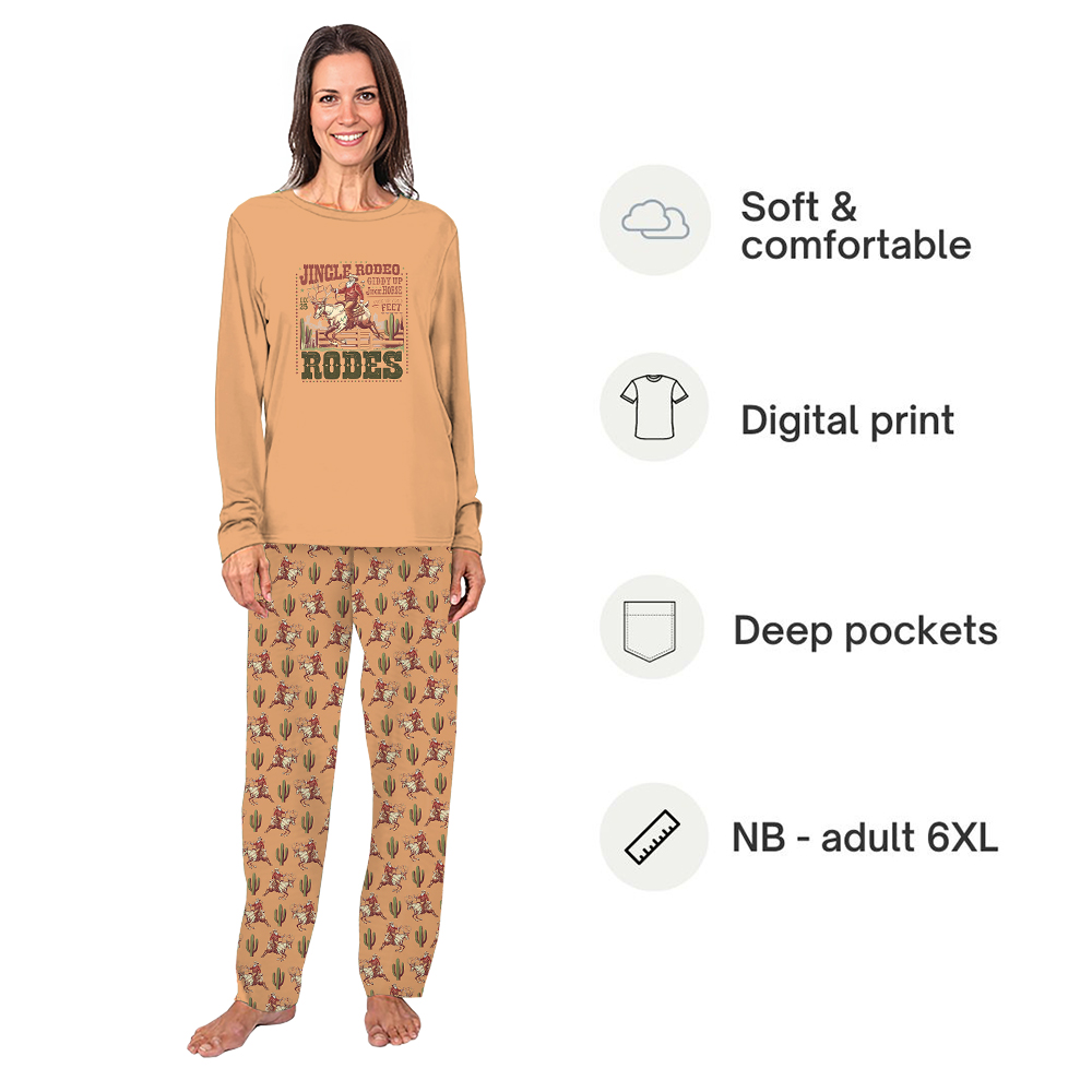 Jingle Rodeo Santa Cowboy Western Pajamas Matching Dog and Owner Jingle Rodeo Santa Cowboy Western Pajamas Matching Dog and Owner