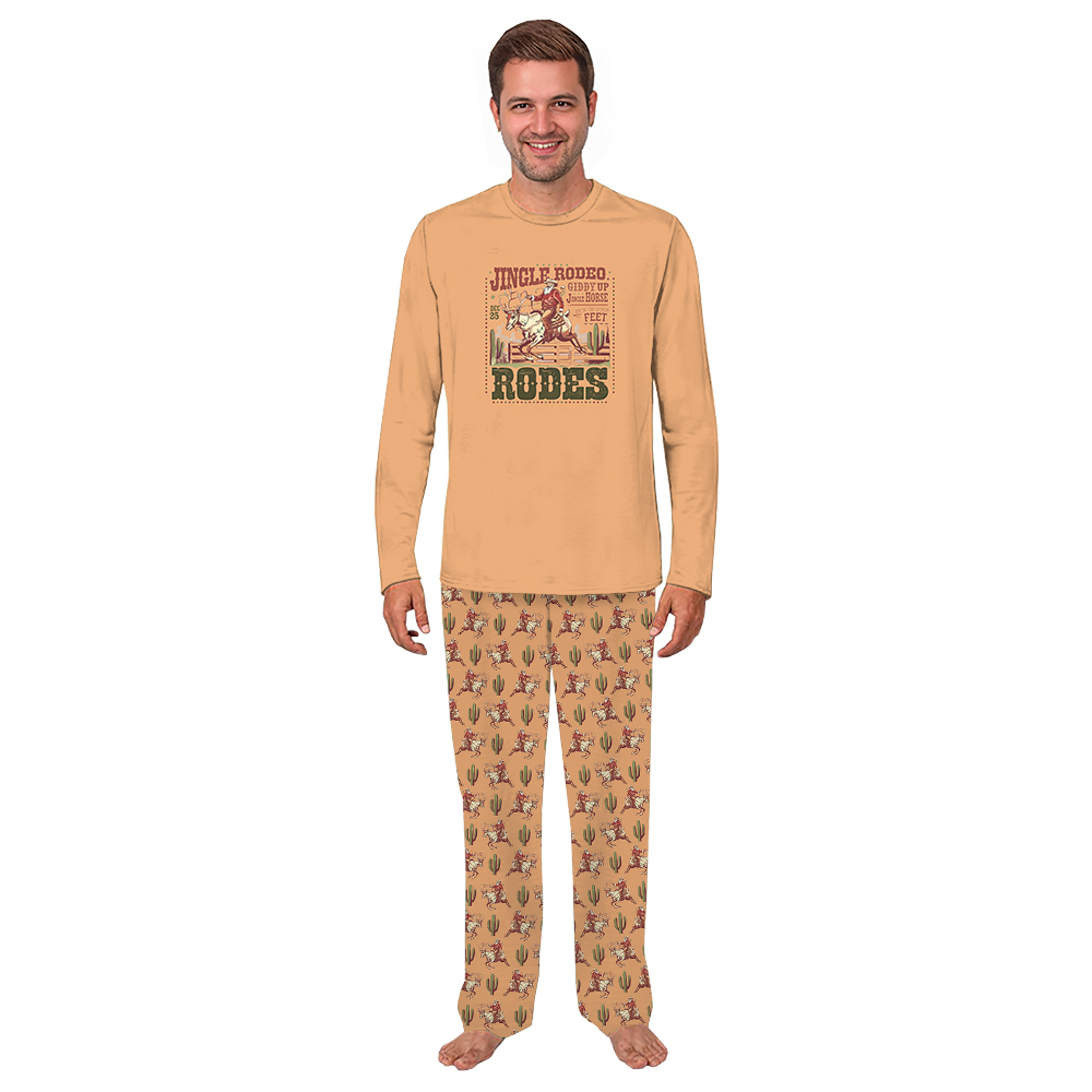 Jingle Rodeo Santa Cowboy Western Pajamas Matching Dog and Owner Jingle Rodeo Santa Cowboy Western Pajamas Matching Dog and Owner