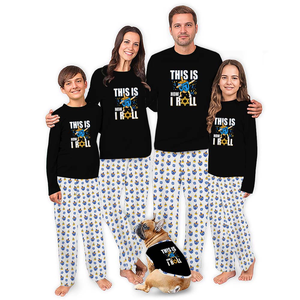 Cute Matching Family Pajamas Hanukkah Saying This Is How I Roll Cute Matching Family Pajamas Hanukkah Saying This Is How I Roll