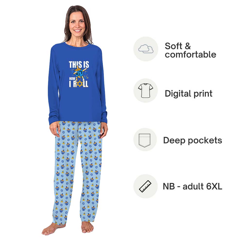 Cute Matching Family Pajamas Hanukkah Saying This Is How I Roll Cute Matching Family Pajamas Hanukkah Saying This Is How I Roll