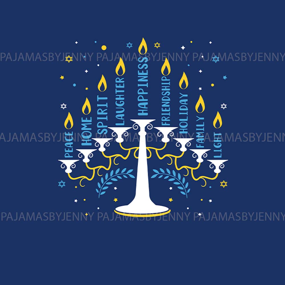 Menorah Candle Matching Family Hanukkah Pajamas With Pocket