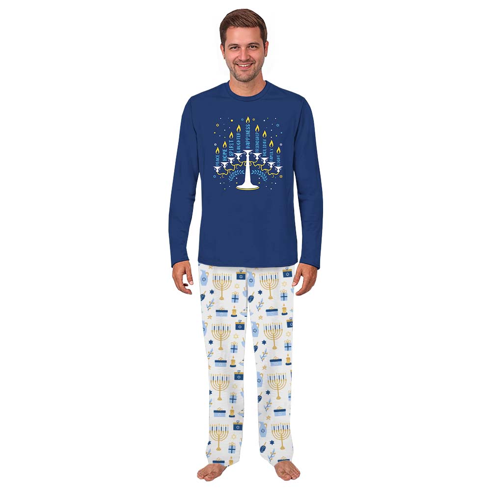 Menorah Candle Matching Family Hanukkah Pajamas With Pocket