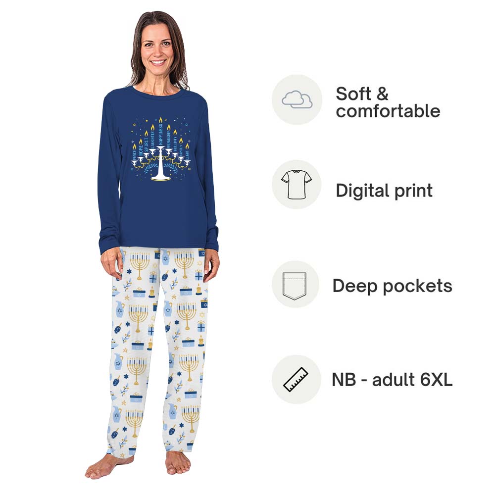 Menorah Candle Matching Family Hanukkah Pajamas With Pocket