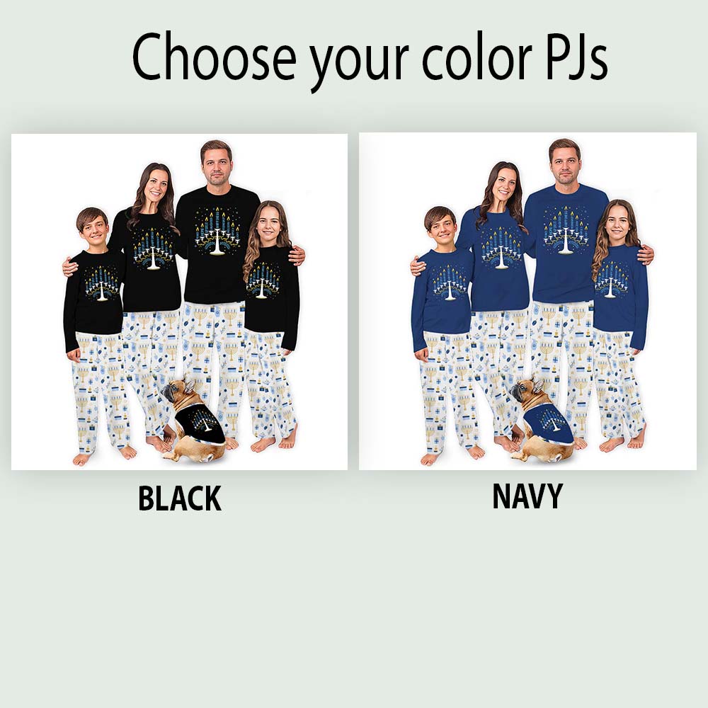 Menorah Candle Matching Family Hanukkah Pajamas With Pocket