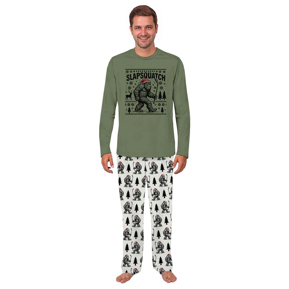 Sasquatch Hockey Matching Family Christmas Pajamas With Dog