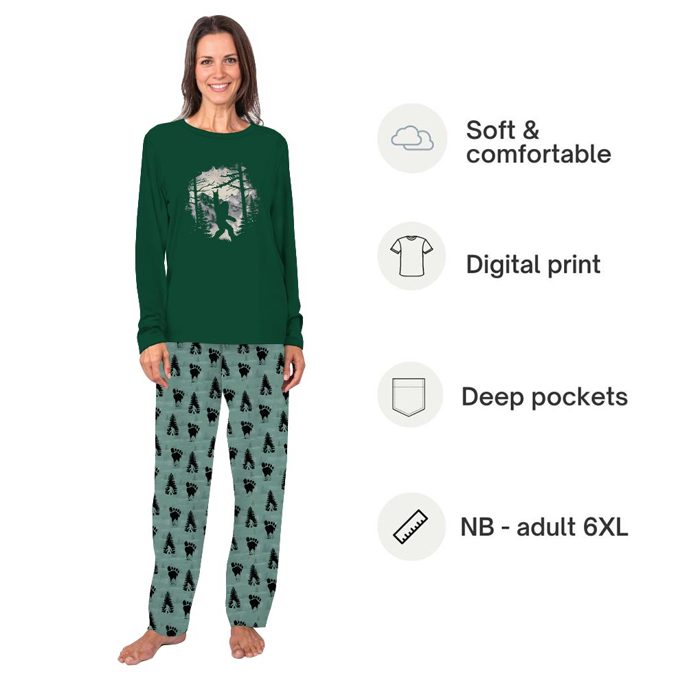 Green Sasquatch Hiking Matching Pajamas for Dogs and Humans Green Sasquatch Hiking Matching Pajamas for Dogs and Humans