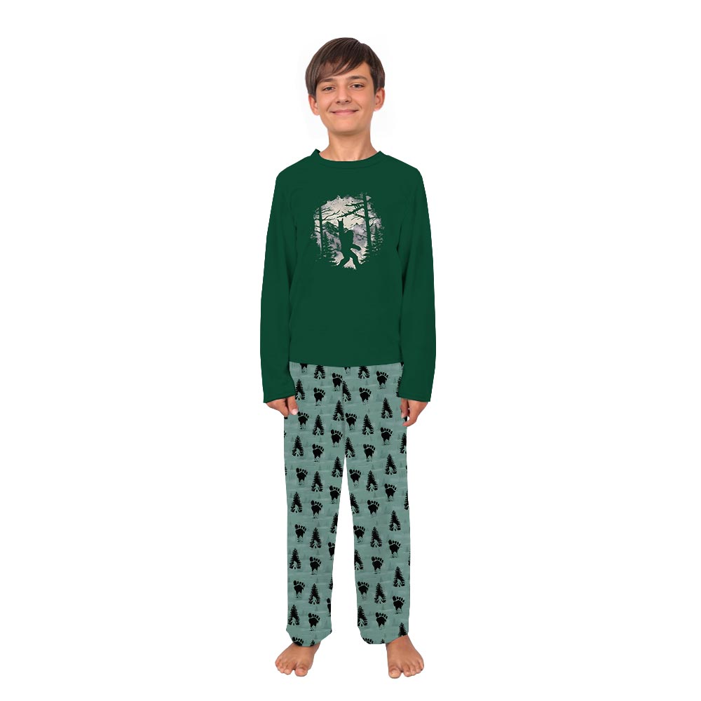 Green Sasquatch Hiking Matching Pajamas for Dogs and Humans Green Sasquatch Hiking Matching Pajamas for Dogs and Humans