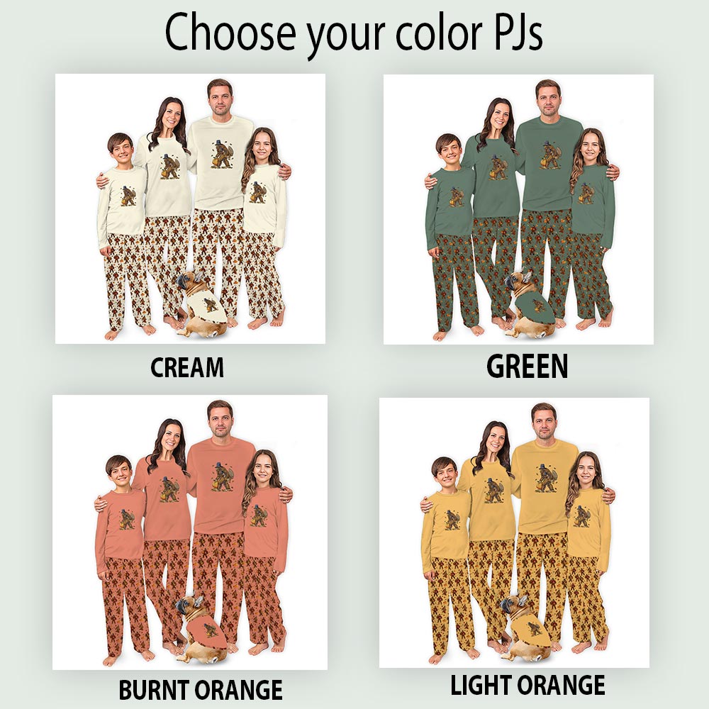 Bigfoot Turkey Thanksgiving Matching Dog and Owner Pajamas Bigfoot Turkey Thanksgiving Matching Dog and Owner Pajamas