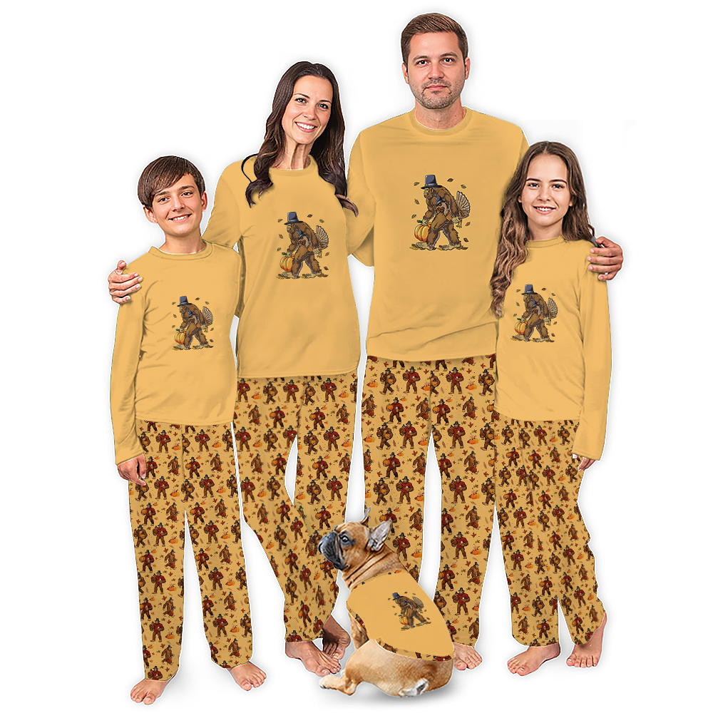 Bigfoot Turkey Thanksgiving Matching Dog and Owner Pajamas Bigfoot Turkey Thanksgiving Matching Dog and Owner Pajamas