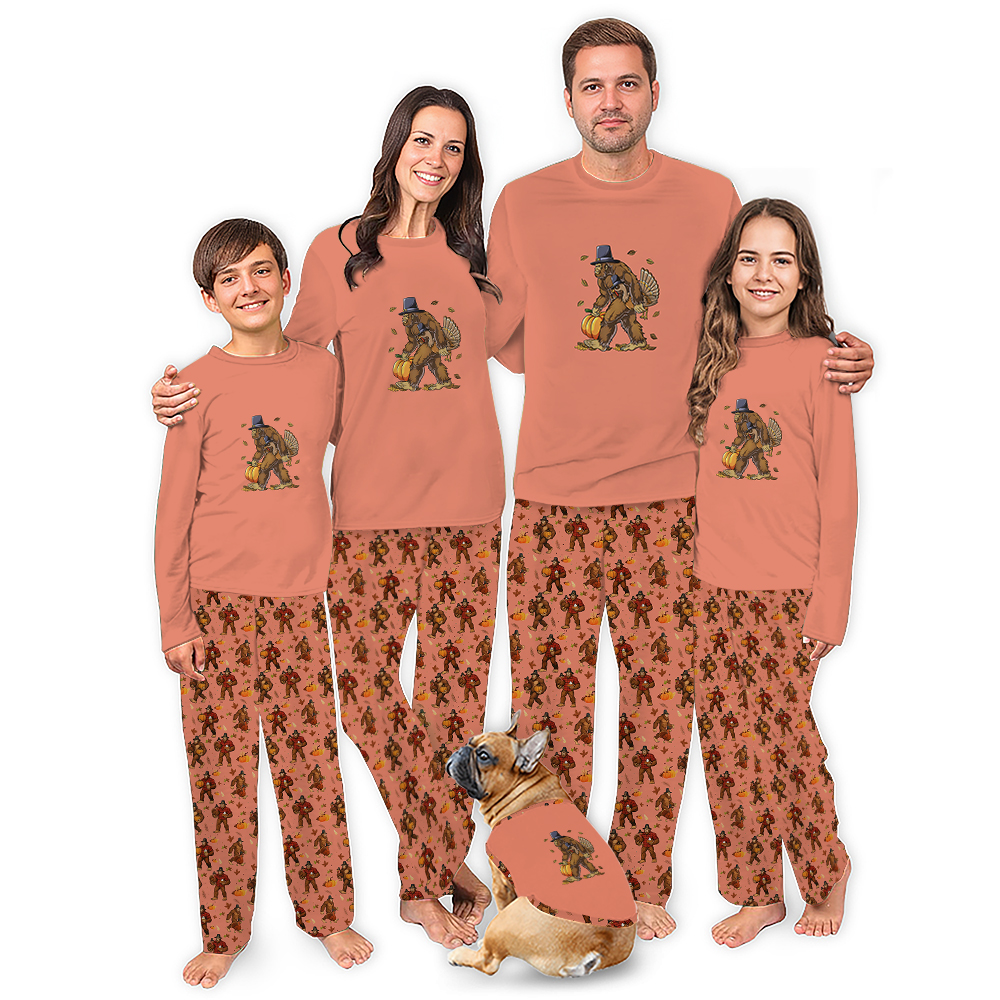 Bigfoot Turkey Thanksgiving Matching Dog and Owner Pajamas Bigfoot Turkey Thanksgiving Matching Dog and Owner Pajamas