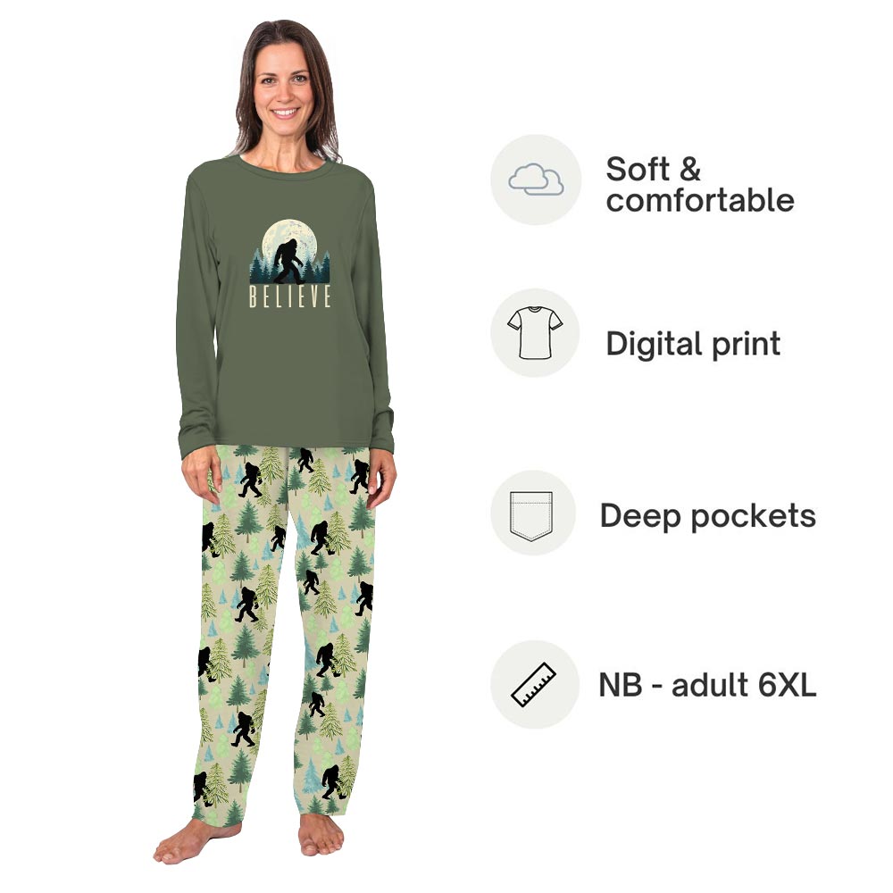 Believe Bigfoot in the Forest Matching Pajamas with Dog Believe Bigfoot in the Forest Matching Pajamas with Dog
