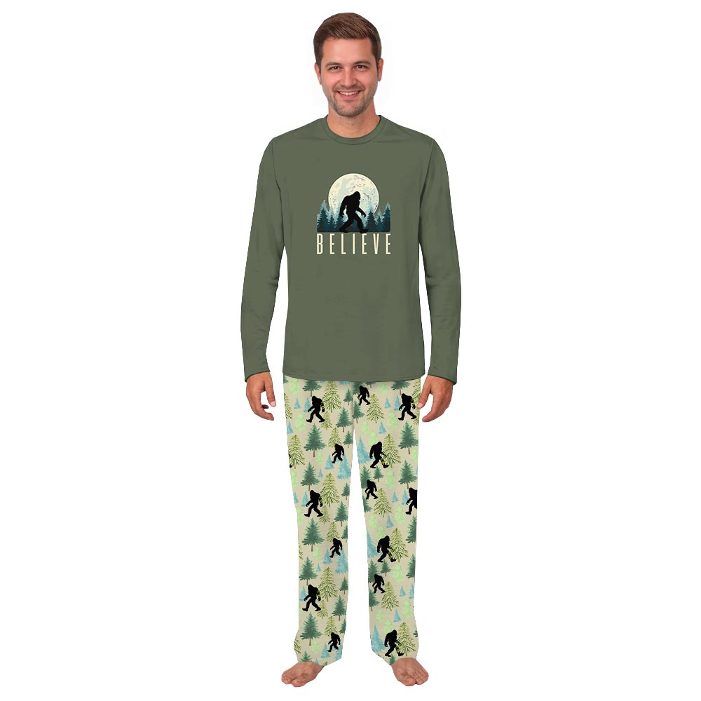 Believe Bigfoot in the Forest Matching Pajamas with Dog Believe Bigfoot in the Forest Matching Pajamas with Dog