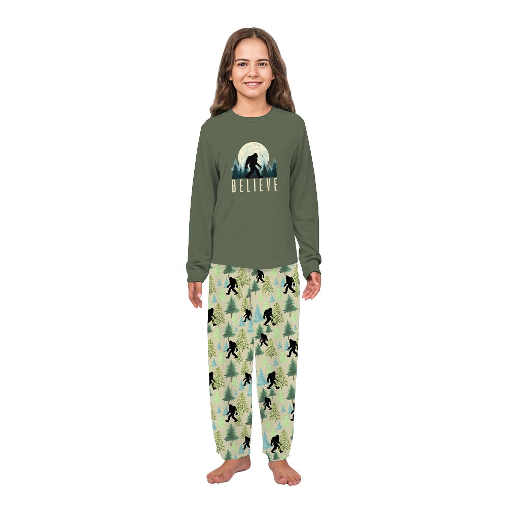 Believe Bigfoot in the Forest Matching Pajamas with Dog Believe Bigfoot in the Forest Matching Pajamas with Dog