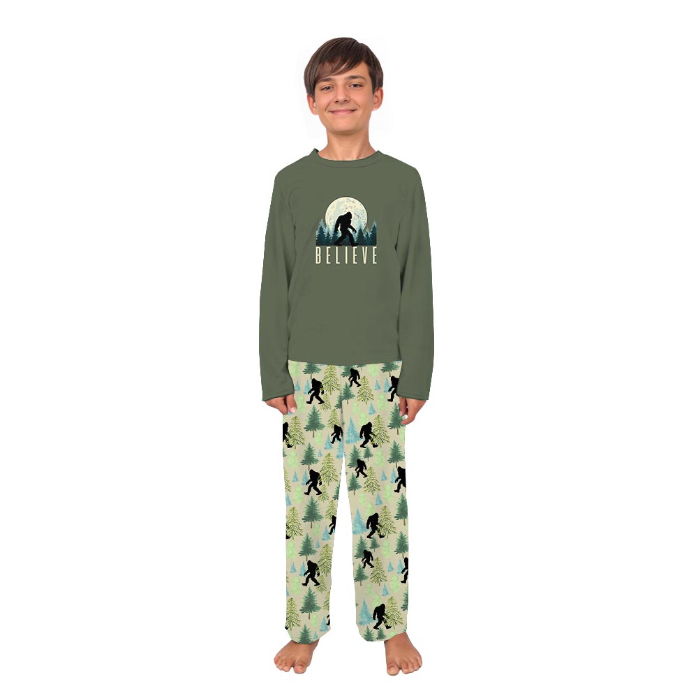 Believe Bigfoot in the Forest Matching Pajamas with Dog Believe Bigfoot in the Forest Matching Pajamas with Dog