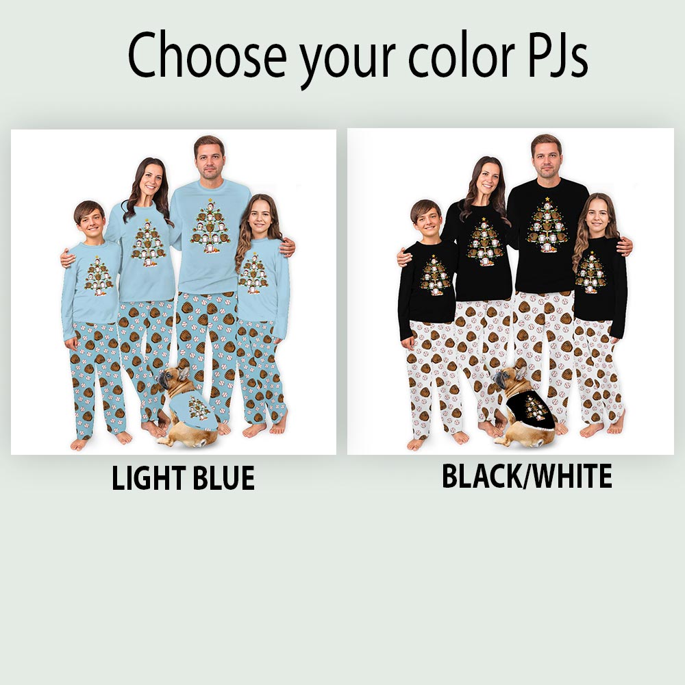 Funny Xmas Baseball and Glove Tree Family PJ Christmas Set Funny Xmas Baseball and Glove Tree Family PJ Christmas Set