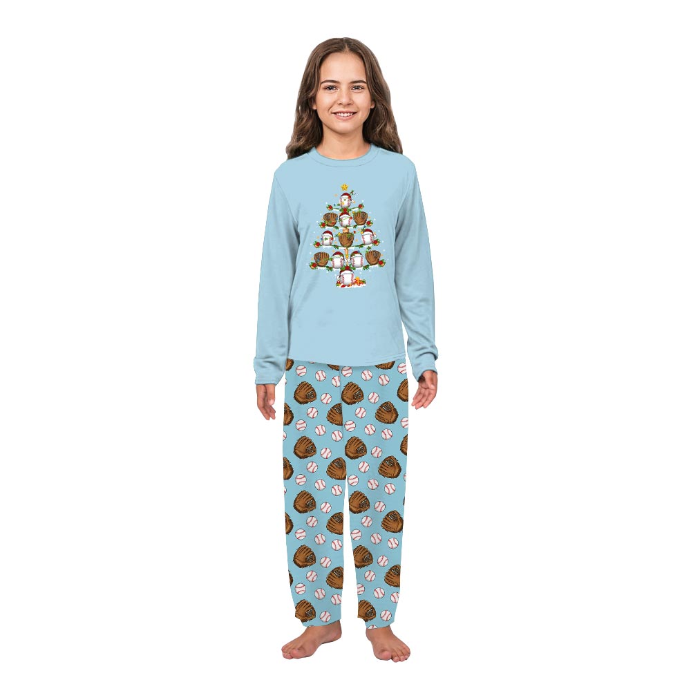Funny Xmas Baseball and Glove Tree Family PJ Christmas Set Funny Xmas Baseball and Glove Tree Family PJ Christmas Set