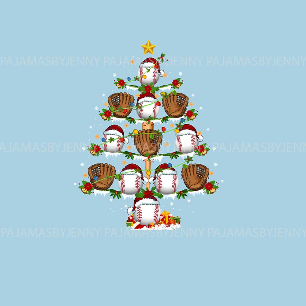 Funny Xmas Baseball and Glove Tree Family PJ Christmas Set Funny Xmas Baseball and Glove Tree Family PJ Christmas Set