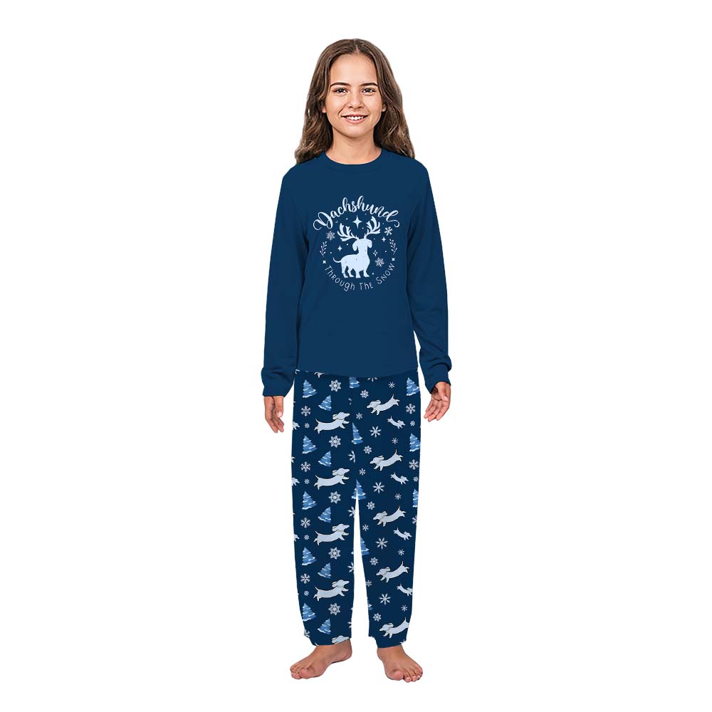 Adorable Navy Dachshund Family Christmas Pajamas Plus Size Adorable Navy Dachshund Family Christmas Pajamas Plus Size