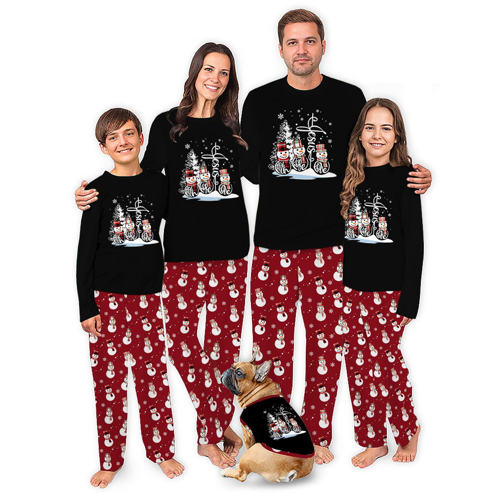 Faith Hope Love snowman Christmas Pajamas Matching Family And Dog Faith Hope Love snowman Christmas Pajamas Matching Family And Dog