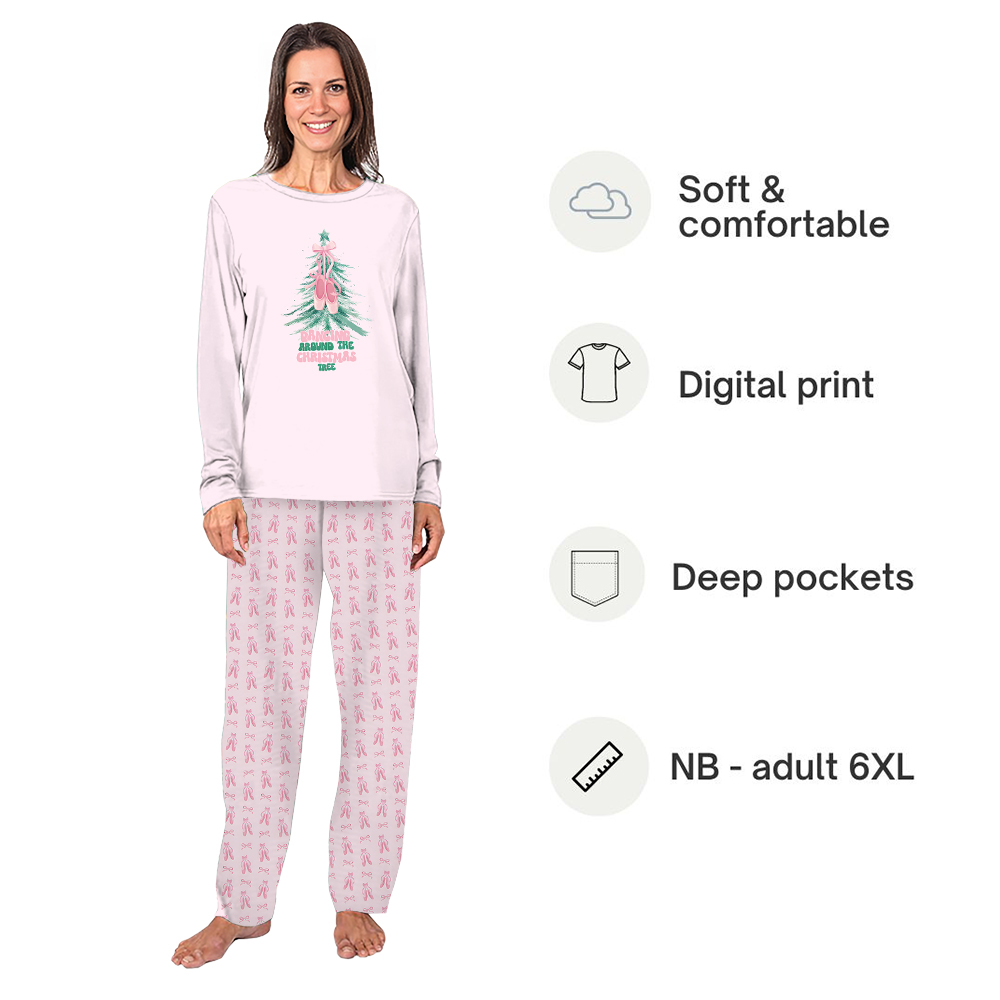 Ballerina Christmas Pajamas Matching Family With Pockets